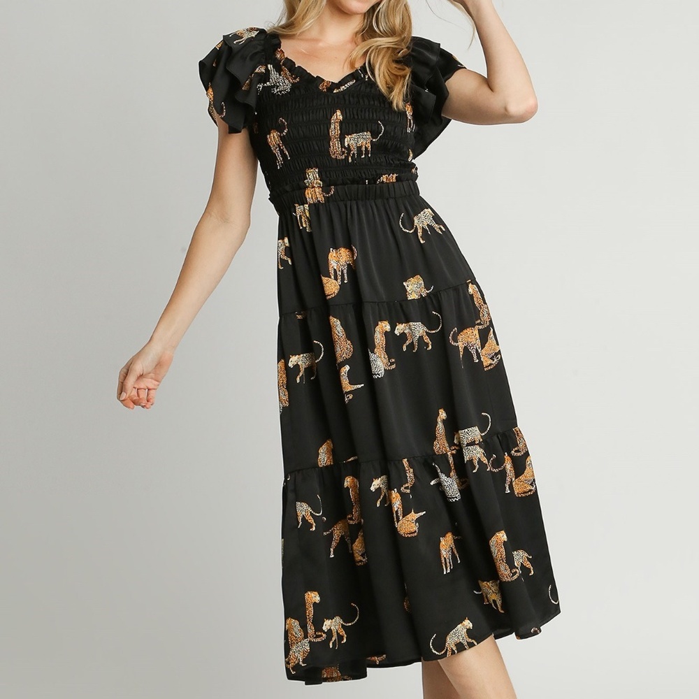 NWT Animal Print Leopard Midi Dress - Picture 3 of 5